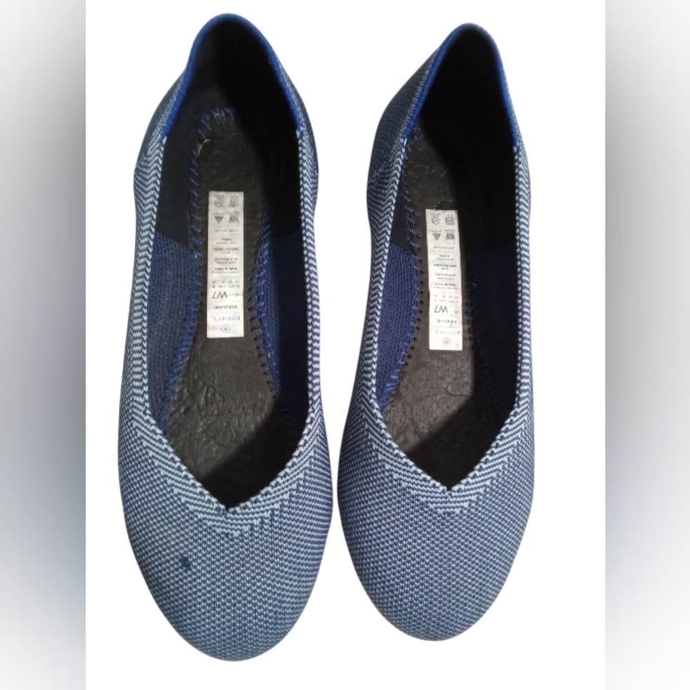 Rothy’s Blue Round Toe Slip On Flats Washable Knit (Missing Insoles) Sz W7